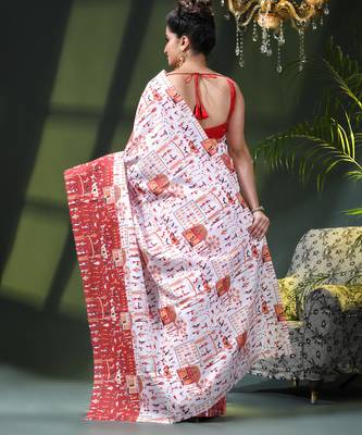Women's kalamkari silk sarees fancy satin party wear printed kalamkari soft saree for women 3