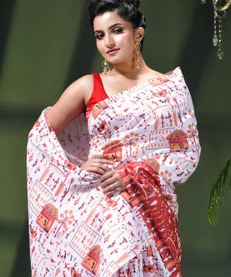 Women's kalamkari silk sarees fancy satin party wear printed kalamkari soft saree for women 5