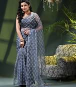 Fancy net sequin soft net saree party wear chiffon wedding silk georgette heavy design farewell saree for women