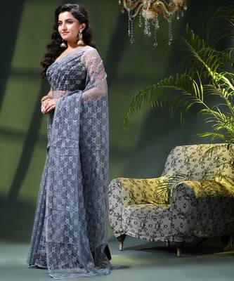 Fancy net sequin soft net saree party wear chiffon wedding silk georgette heavy design farewell saree for women 3