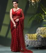 Fancy net sequin soft net saree party wear chiffon wedding silk georgette heavy design farewell saree for women