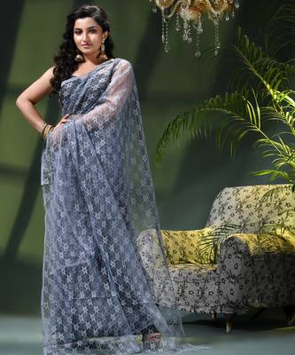 Fancy net sequin soft net saree party wear chiffon wedding silk georgette heavy design farewell saree for women 5