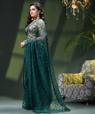 Fancy net sequin soft net saree party wear chiffon wedding silk georgette heavy design farewell saree for women 3