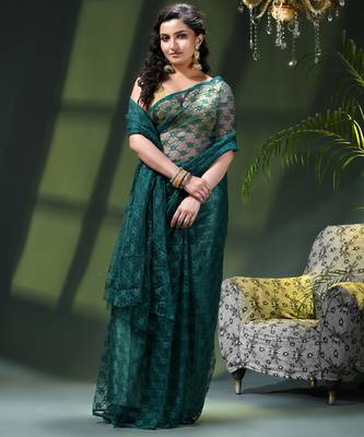 Fancy net sequin soft net saree party wear chiffon wedding silk georgette heavy design farewell saree for women 4