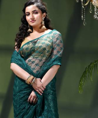 Fancy net sequin soft net saree party wear chiffon wedding silk georgette heavy design farewell saree for women 5
