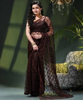 Fancy net sequin soft net saree party wear chiffon wedding silk georgette heavy design farewell saree for women 1