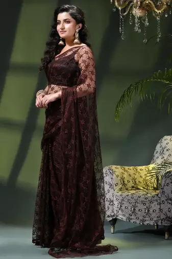 Fancy net sequin soft net saree party wear chiffon wedding silk georgette heavy design farewell saree for women