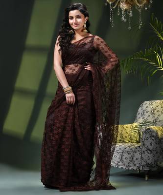 Fancy net sequin soft net saree party wear chiffon wedding silk georgette heavy design farewell saree for women 5