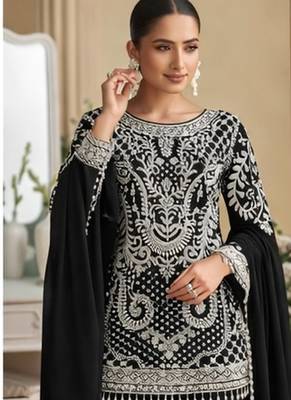 Black palazzo set with beadwork and sequins. 2