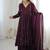Deep wine anarkali gown with moti and sequins work