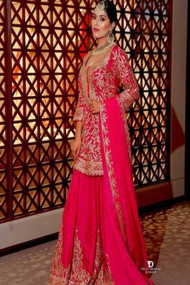 Rani pink sequins and embroidery sharara set. 1