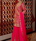 Rani pink sequins and embroidery sharara set.
