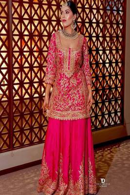 Rani pink sequins and embroidery sharara set. 2
