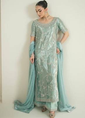 light sea green silk blend palazzo set 2