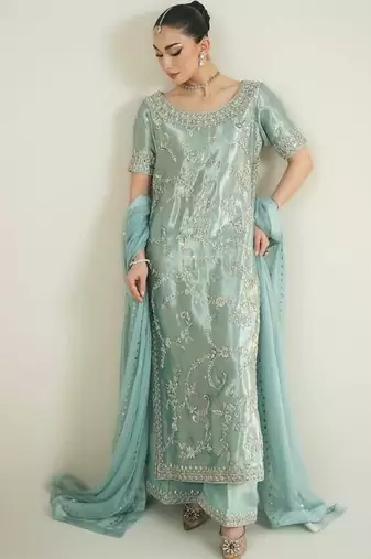 light sea green silk blend palazzo set