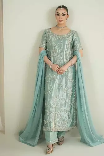 light sea green silk blend palazzo set