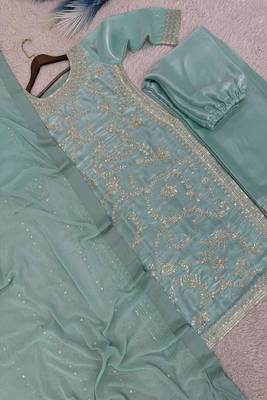light sea green silk blend palazzo set 3