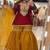 Dark red & mustard yellow sharara set