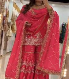 Hot pink scalloped sharara set