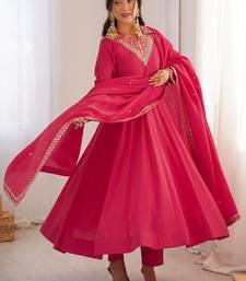 Dark rani pink flared anarkali suit