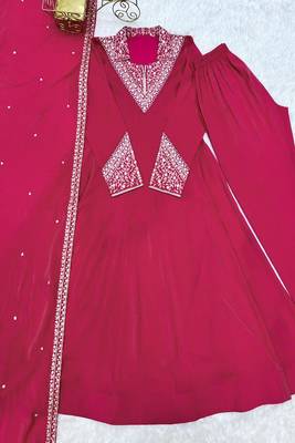 Dark rani pink flared anarkali suit 4