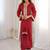 Dark-red mirror-work kurta ensemble