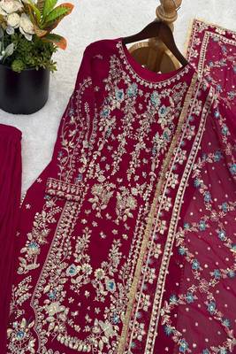 Crimson embroidered salwar suit 2