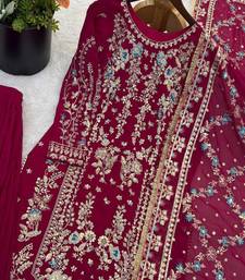 Crimson embroidered salwar suit