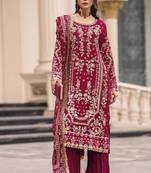 Crimson embroidered salwar suit