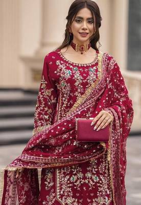 Crimson embroidered salwar suit 3