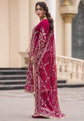 Crimson embroidered salwar suit 4