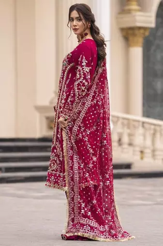 Crimson embroidered salwar suit