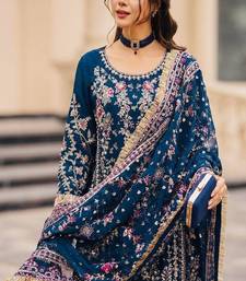 Blue floral embroidered suit