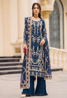 Blue floral embroidered suit 1