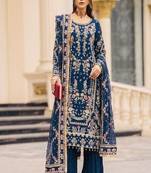 Blue floral embroidered suit