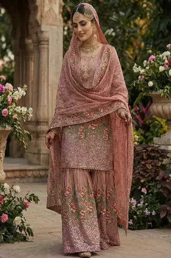 Rose sharara set