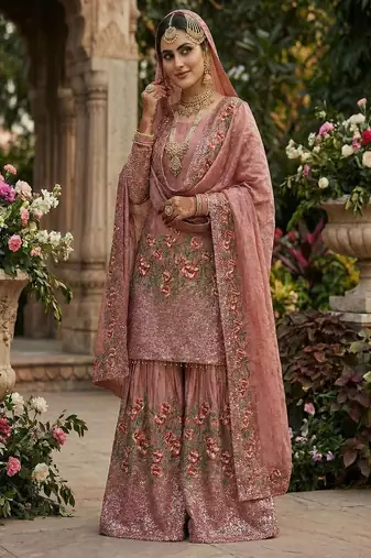Rose sharara set