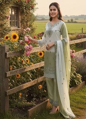 Light green garden party suit 1