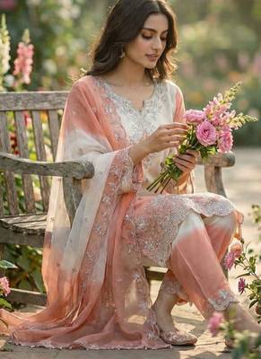 Light peach garden party suit 2