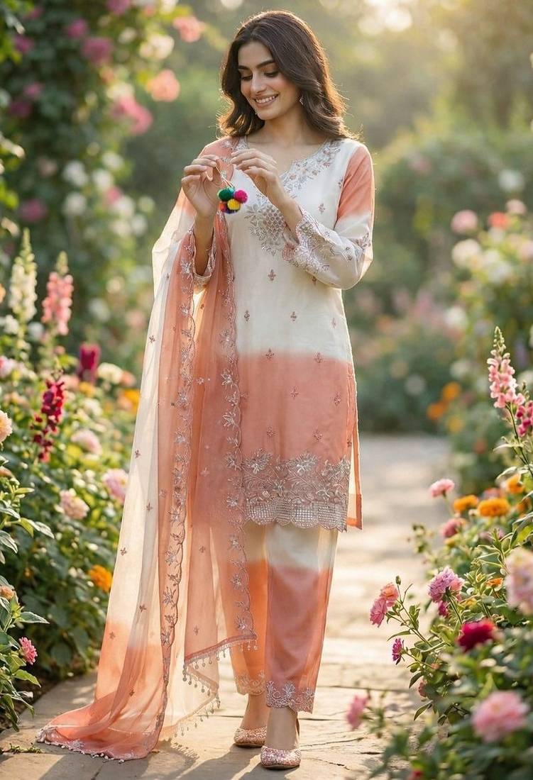 Light peach garden party suit