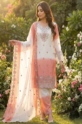 Light peach garden party suit