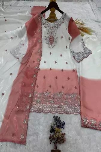 Light peach garden party suit