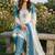 Aqua blue embroidered salwar suit