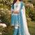 Aqua blue embroidered salwar suit