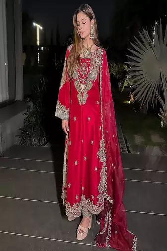 Hot-Red designer festive suit