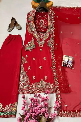 Hot-Red designer festive suit