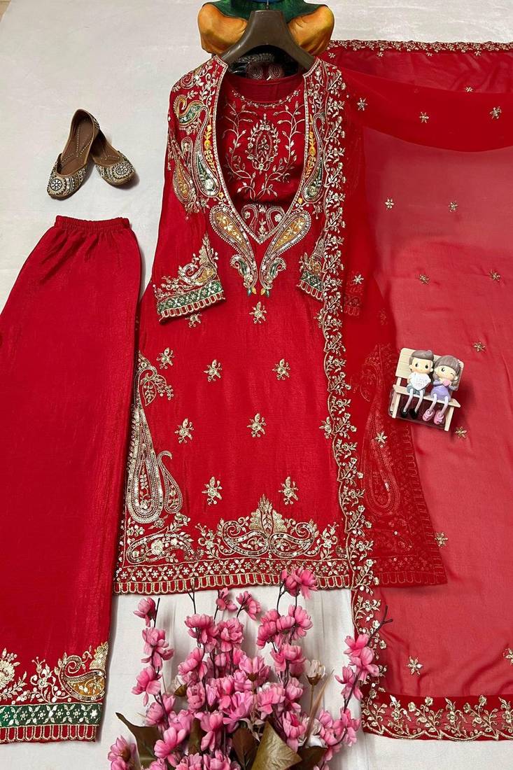 Hot-Red designer festive suit