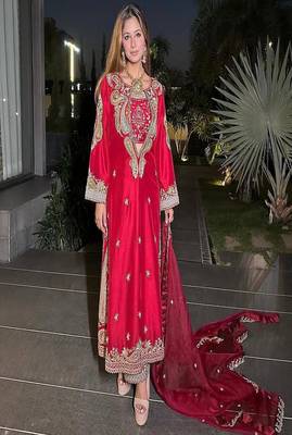 Hot-Red designer festive suit 3