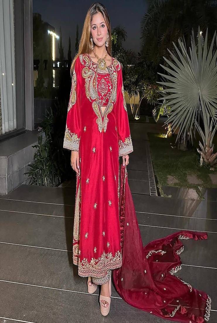 Hot-Red designer festive suit
