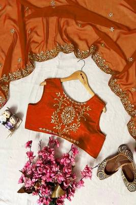 Dark orange embroidered suit 2